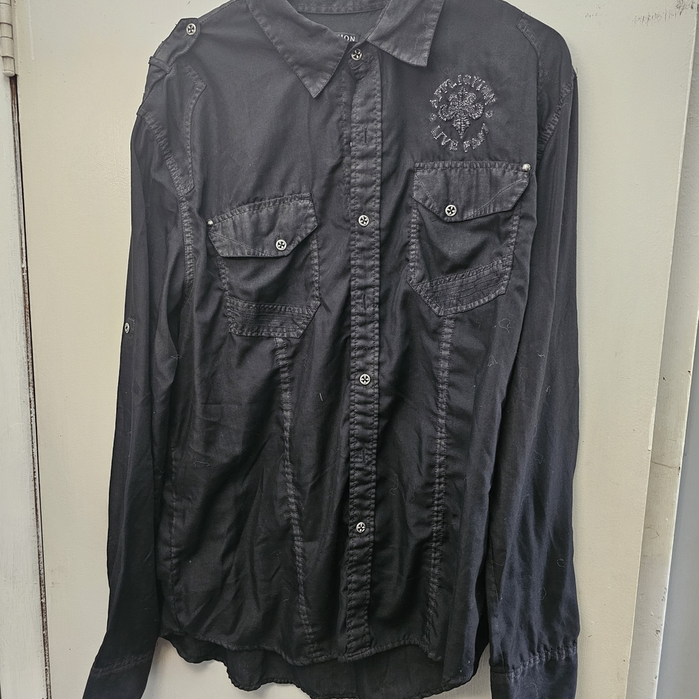 Affliction Black Lightweight Shirt Casual Western Style
